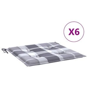 vidaXL Coussins de chaise de jardin lot de 6 carreaux gris 50x50x3 cm