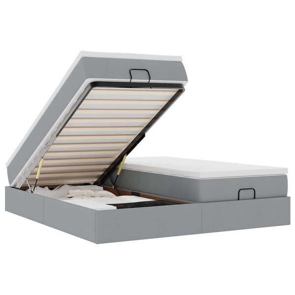 VidaXL Cadre de lit ottoman et matelas gris clair 180x200cm tissu