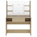 vidaXL Table de maquillage avec éclairage LED 100x40x135 cm MDF Chêne