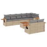 vidaXL Salon de jardin avec coussins 9 Pièces beige résine tressée