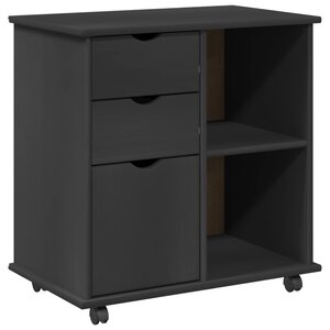 vidaXL Cabinet roulant 63 5 x 39 x 65 5 cm Bois de Pin Massif Gris