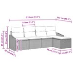 vidaXL Ensemble de canapé de jardin 5 pièces avec coussins Beige Poly Rotin