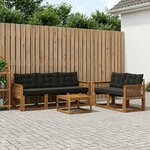 vidaXL Ensemble de canapés d'extérieur 6 Pièces Naturel et noir