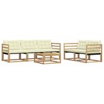 vidaXL Ensemble de canapés d'extérieur 6 pc Blanc et crème