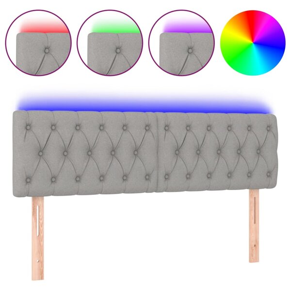vidaXL Tête de lit à LED Gris clair 144x7x78/88 cm Tissu