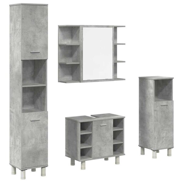 vidaXL Ensemble de meubles de salle de bain 4 Pièces gris béton