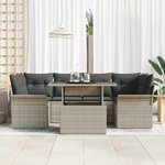 vidaXL Ensemble de canapé de jardin 7 Pièces Gris clair Poly rotin