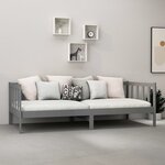 vidaXL Lit de repos avec matelas 90x200 cm Gris Bois de pin massif
