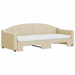 vidaXL Lit de jour avec gigogne et matelas crème 80x200 cm tissu