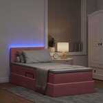 vidaXL Lit de rangement LED avec matelas Rose 90 x 190 cm Velours