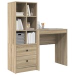 vidaXL Bureau avec tiroir avec étagère 2 Pièces Chêne Sonoma