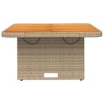 vidaXL Table de jardin beige 80x80x71 cm résine tressée et bois acacia