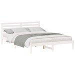 vidaXL Cadre de lit avec tête de lit Blanc 160 x 220 cm Pin massif