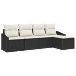 vidaXL Ensemble de repas de jardin 5 pièces avec coussins en poly rotin noir