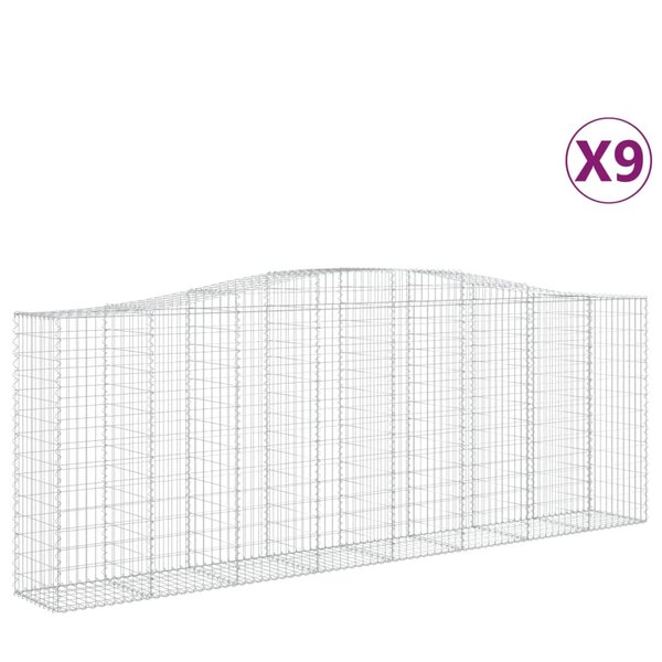 vidaXL Paniers à gabions arqués 9 Pièces 400x50x140/160 cm Fer galvanisé