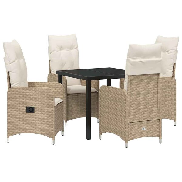 vidaXL Ensemble de salle à manger pour jardin 5 Pièces Beige polyrotin