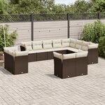 vidaXL Salon de jardin avec coussins 12 Pièces marron résine tressée