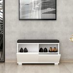 Homemania armoire à chaussures et pouf drago 80x35x42 cm blanc et noir