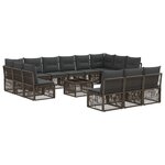 vidaXL Ensemble de canapé de jardin 14 Pièces Gris polyrotin