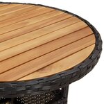 vidaXL Ensemble à manger de jardin et coussins 3 Pièces noir rotin acacia