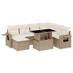 vidaXL Salon de jardin avec coussins 8 Pièces beige résine tressée