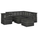 vidaXL Salon palette de jardin 8 Pièces Bois de pin massif Gris foncé