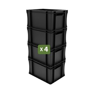 Pack and Move - Lot 4 Bacs Gerbables - Charge 20 kg - 40 x 30 x 22 cm - Stockage  Rangement  Outils  Bricolage - Résistant - Réutilisable - 20L