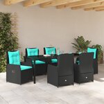 vidaXL Ensemble de Salle à Manger de Jardin 7 Pièces Rattan Poly Noir