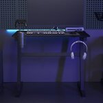 vidaXL Bureau de jeu à LED avec pieds en forme de Z Noir 90x60x75 cm