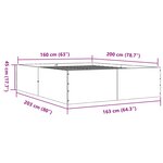 vidaXL Cadre de lit sans matelas sonoma gris 160x200 cm