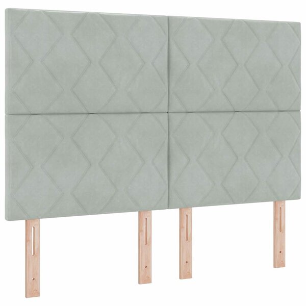 Lit à ressorts vidaXL avec matelas Gris clair 140x200 cm Velours