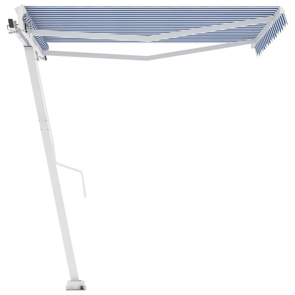vidaXL Auvent manuel rétractable sur pied 350x250 cm Bleu/blanc