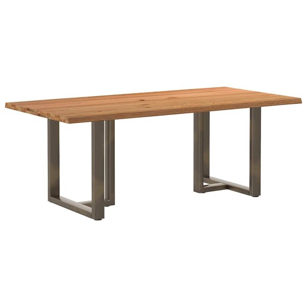vidaXL Table à manger bord naturel bois massif chêne rectangulaire
