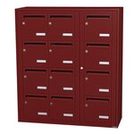 Bloc collectif Leabox  3x4  grade 3  simple face  intérieur  fixation murale  rouge brun ral 3011 finition brillante