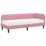 vidaXL Cadre de lit d'angle Rose 80 x 200 cm Velours