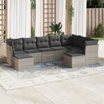 vidaXL Salon de jardin 9 Pièces avec coussins gris clair résine tressée