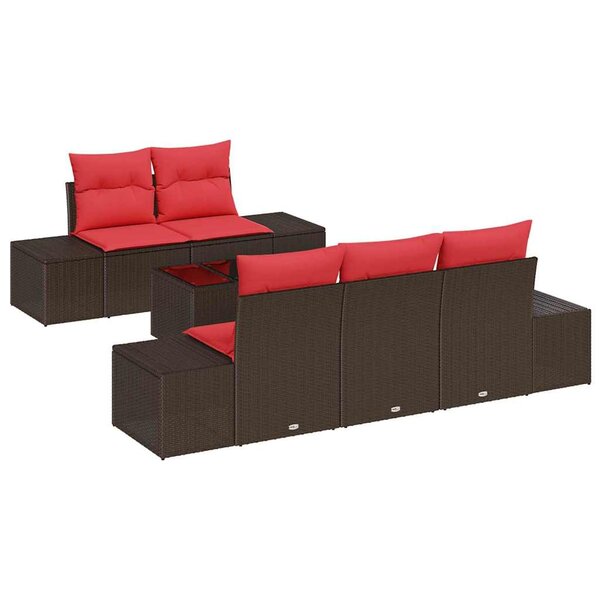 vidaXL Ensemble de canapé de jardin 6 Pièces Beige Rouge 55 x 55 x 37 cm