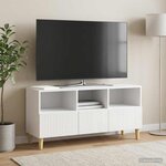 vidaXL Meuble TV 102 x 34 5 x 50 cm Blanc brillant Bois d'ingénierie