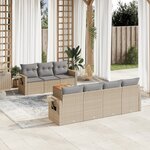 vidaXL Salon de jardin avec coussins 8Pièces mélange beige résine tressée
