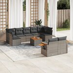 vidaXL Salon de jardin avec coussins 10 Pièces gris résine tressée