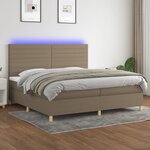 vidaXL Sommier à lattes de lit et matelas et LED Taupe 200x200cm Tissu