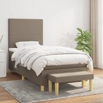vidaXL Sommier à lattes de lit avec matelas Taupe 90x200 cm Tissu