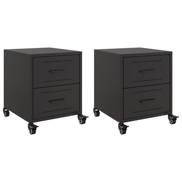 vidaXL Tables de chevet 2 Pièces noir 36x39x43 5 cm acier
