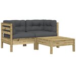 vidaXL Canapé de jardin avec coussins et repose-pied 2 places