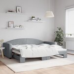 vidaXL Lit de jour avec lit gigogne gris clair 90x200 cm tissu