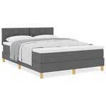 vidaXL Lit à ressorts avec matelas gris foncé 140x190 cm Tissu