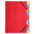 Trieur Agrafé Carte Lustrée avec Élastiques 24 Compartiments Rouge x 8 EXACOMPTA