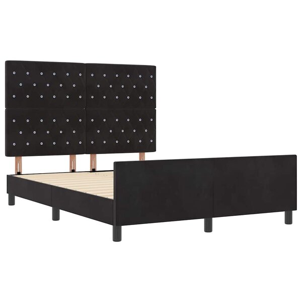 vidaXL Lit à ressorts avec tête de lit Noir 160 x 200 cm Velours
