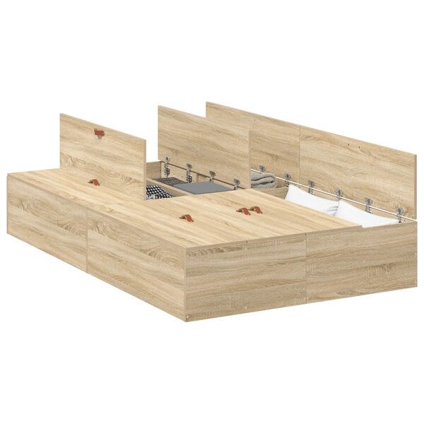 vidaXL Cadre de lit avec rangement Chêne Sonoma 120 x 190 cm