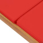 vidaXL Chaise longue avec coussin Bois de teck solide Rouge